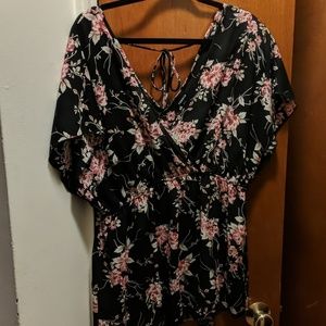 Torrid Empire Waist Black Floral Blouse
